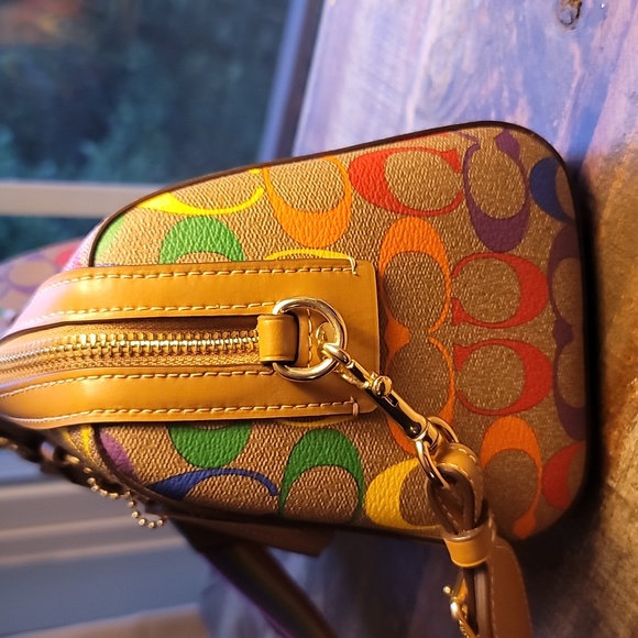 Coach Rowan Satchel In Rainbow Signature Canvas - Picture 3 of 10